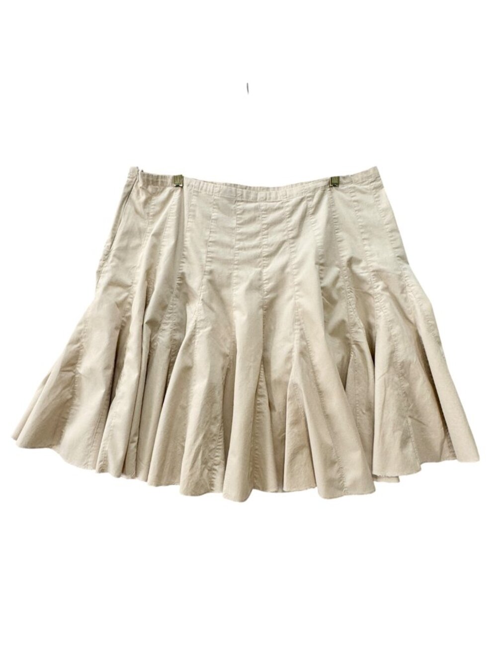 Vintage 90s Cream Cotton Paneled Flare Mini Skirt A-Line Size XL by For Joseph